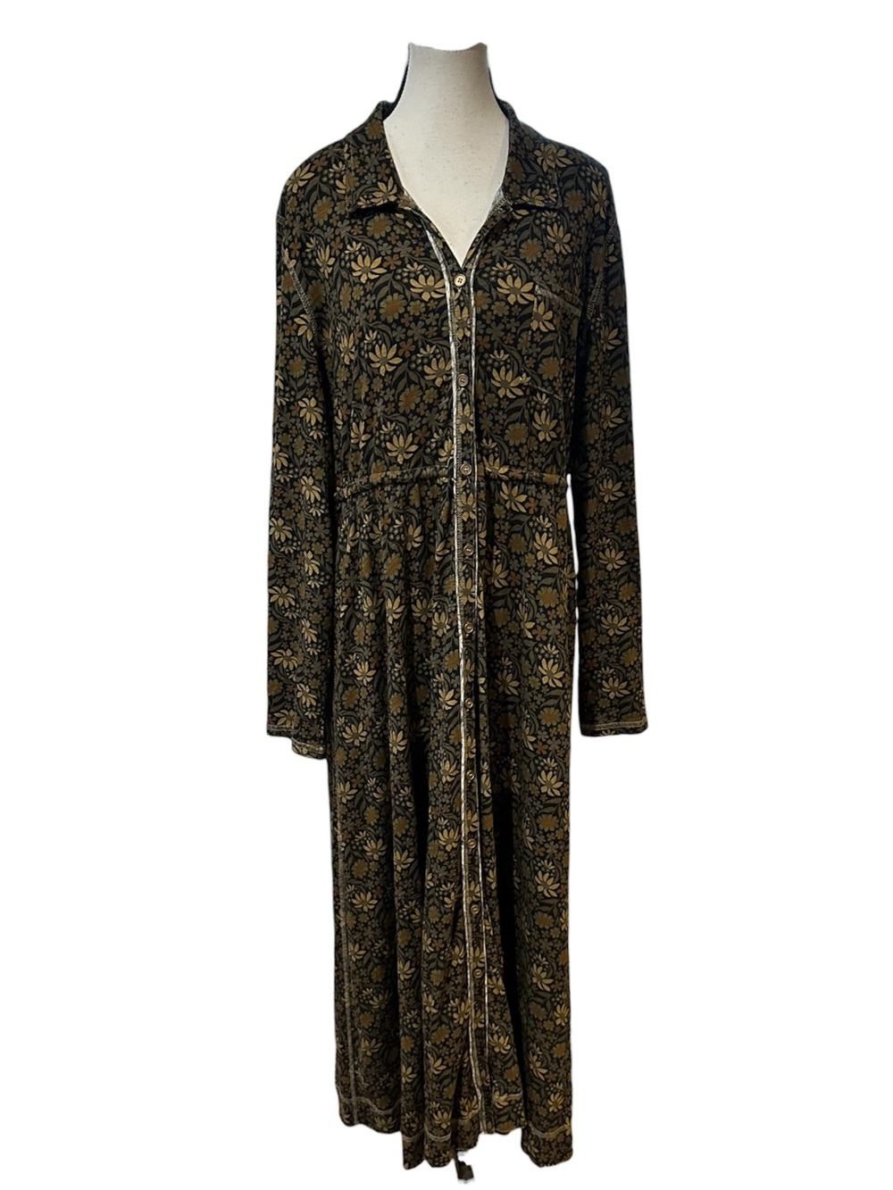 NATURAL LIFE Olive Floral Button-Front Maxi Dress - Picture 3 of 6